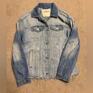 HOLLISTER Women's Distressed Tie Dye Destroyed Denim Jean Jacket Size Small